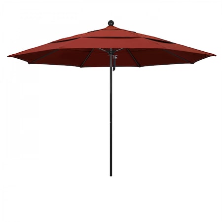California Umbrella 11' Black Aluminum Market Patio Umbrella, Sunbrella Terracotta 194061333396